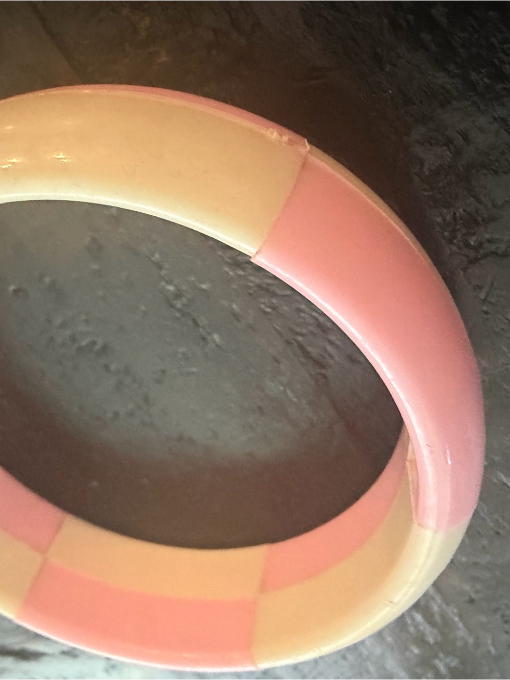 Pink and Cream Colorblock Resin Bangle Bracelet